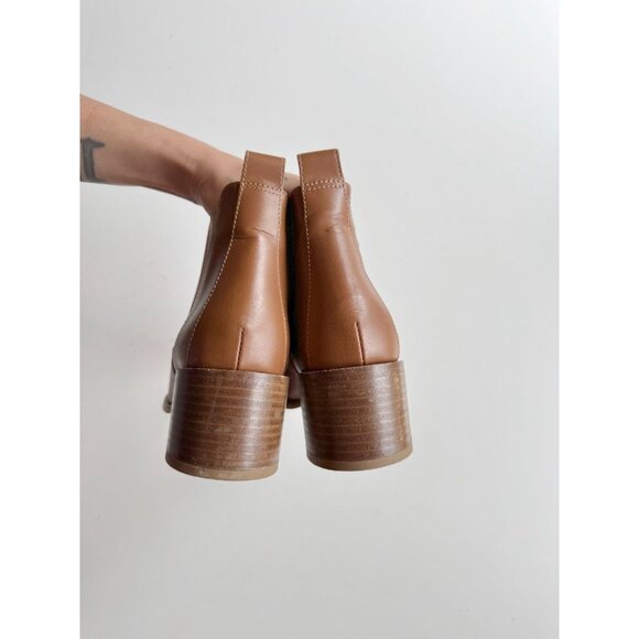 EVERLANE The Heel Boot Cognac Brown Leather Block Heel Ankle Boots, Size 6.5 - Picture 10 of 15